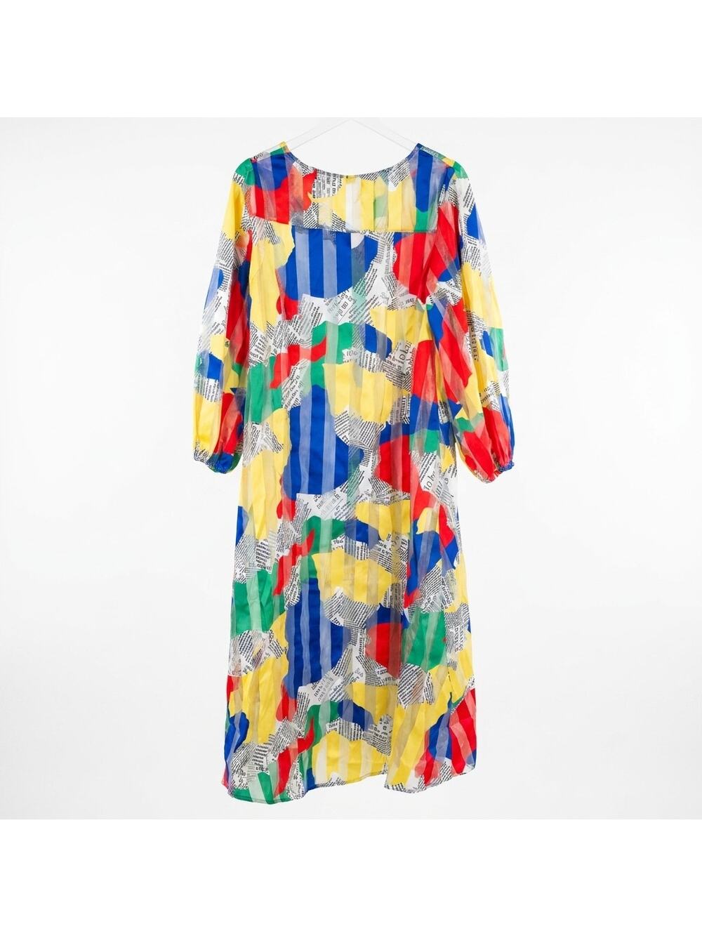 The AKIRA Label Reign High Low Peplum Button Down Blouse Multi